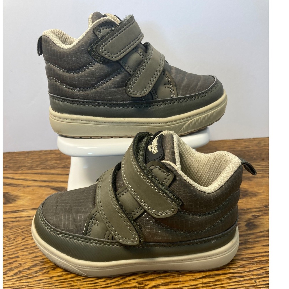 OshKosh Bgosh Franki Mid Top Sneakers Olive Green Ripstop Hook Loop Kids Size 6M